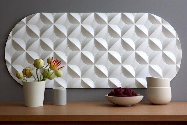 Composición de azulejos blancos en una pared