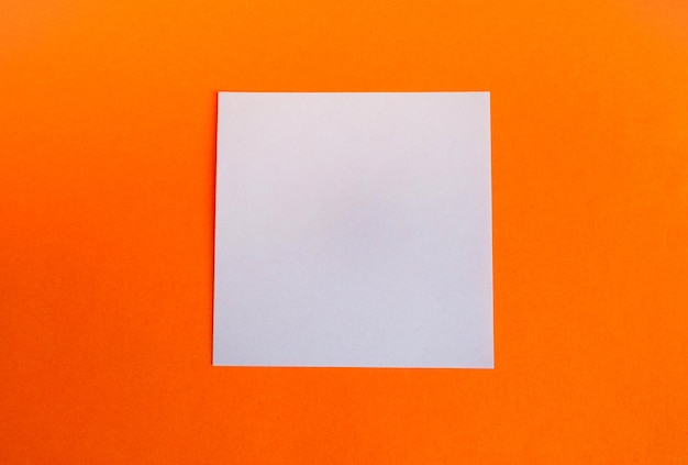 Una composición blanca cuadrada vacía sobre un fondo naranja brillante Estilo minimalista con una copia del espacio y un marco plano para Acción de Gracias Diseño geométrico de moda abstracto Diseño en blanco