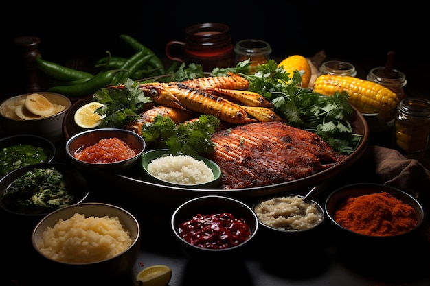 Composición de comida brasileña Fotografía de comida
