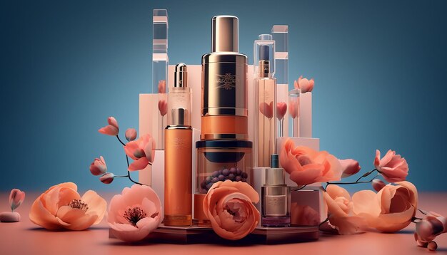 Composición de cosméticos creativos para publicidad Sesión de fotos comercial.