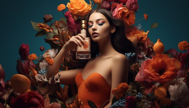 Composición de cosméticos creativos para publicidad sesión de fotos comerciales