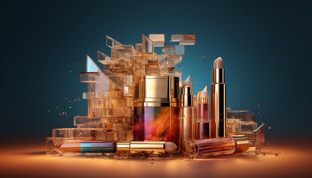Composición de cosméticos creativos para publicidad sesión de fotos comerciales