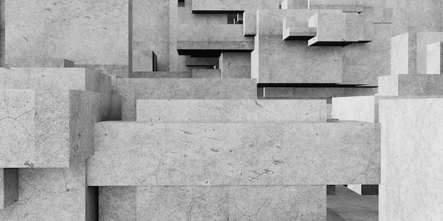 Composición de cubo Polígono fondo arquitectónico abstracto Geometría abstracta de hormigón renderizado 3d