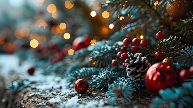 Composición Decoraciones navideñas brillantes en fondo de color Ilustraciones en HD