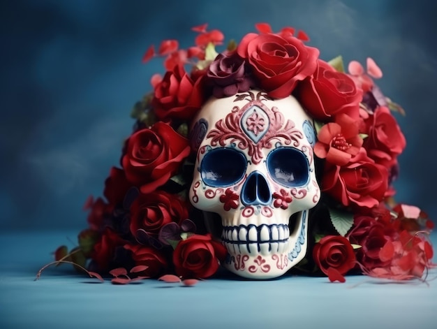 Composición del Día de Muertos con espacio de copia.