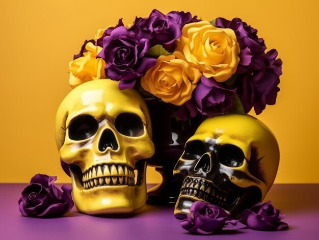 Composición del Día de Muertos con espacio de copia.