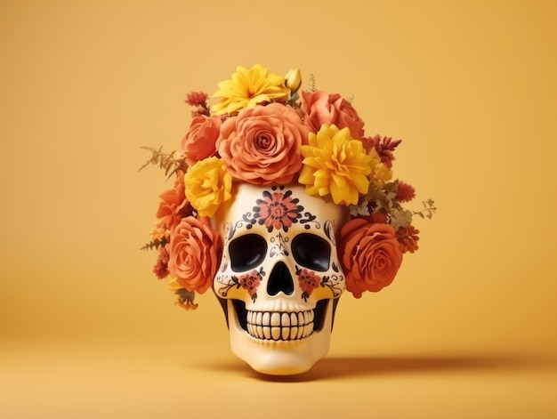 Composición del Día de Muertos con espacio de copia.