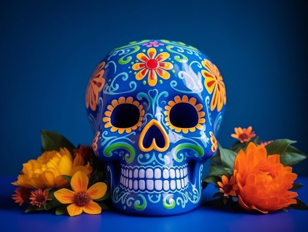 Composición del Día de Muertos con espacio de copia.