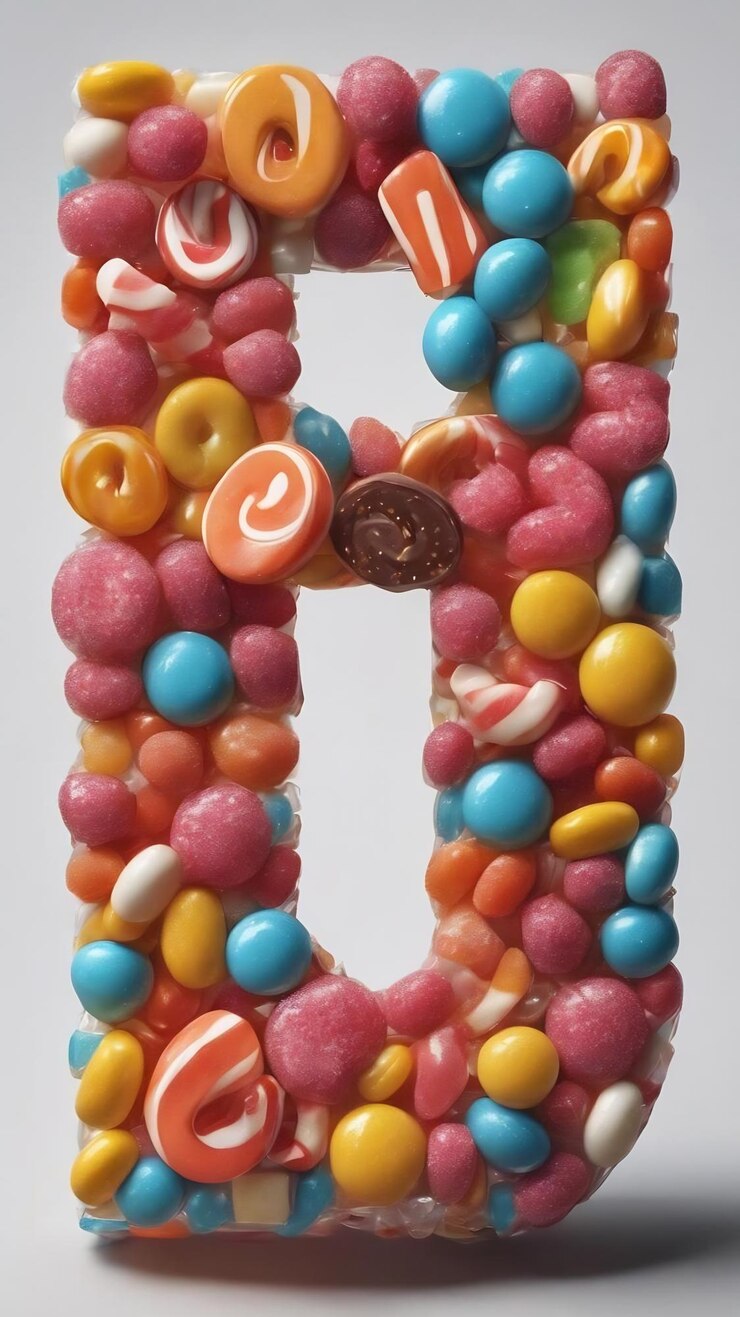 Foto composición divertida con el alfabeto de los dulces