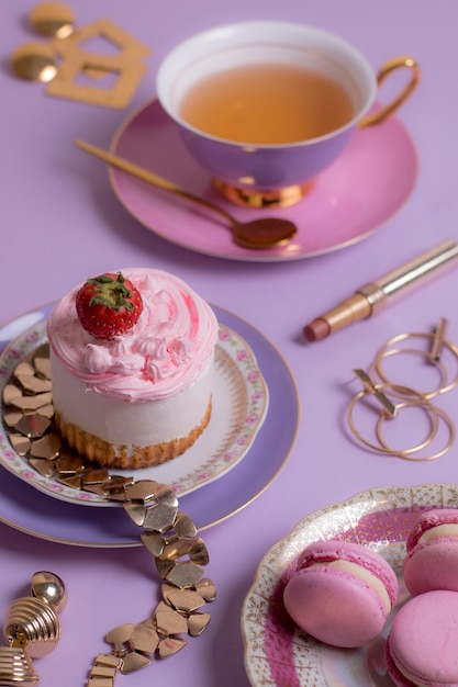 Foto composición elegante de la fiesta del té