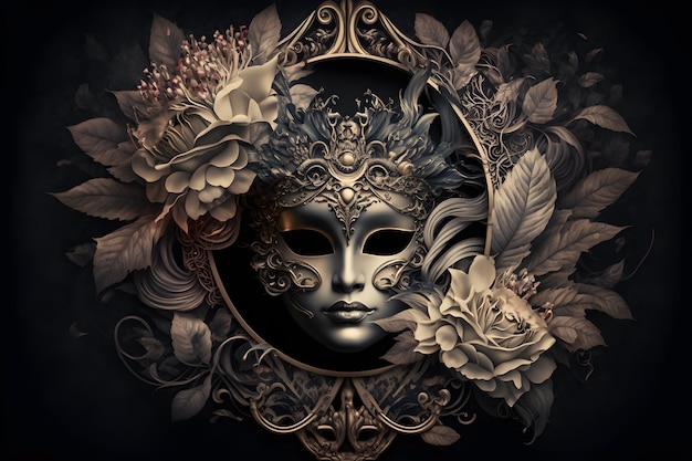 Composición elegante con máscara de carnaval veneciano render 3d