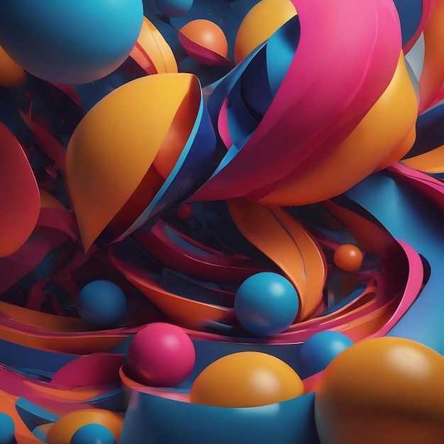 Composición de elementos de diseño abstractos renderizados en 3D