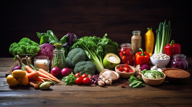 Composición equilibrada de verduras de capa plana con espacio para copiar