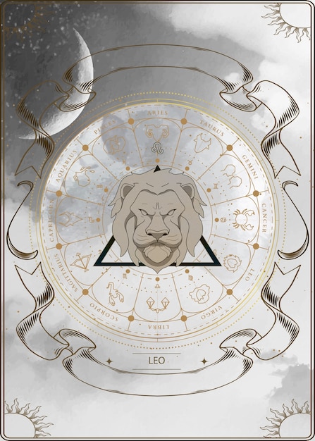 Composición esotérica para zodiaco y astrología con signo zodiacal