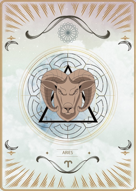 Composición esotérica para zodiaco y astrología con signo zodiacal