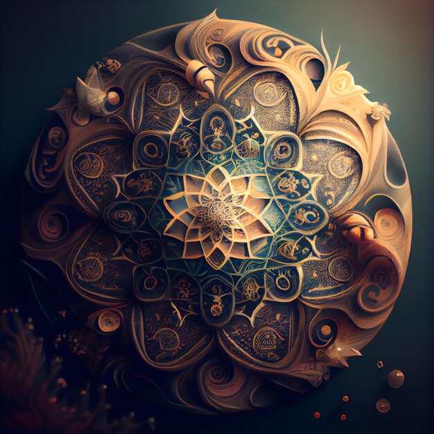 Composición fractal abstracta generada por computadora con varias formas geométricas