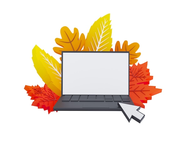 Composición de hojas de otoño d ilustración otoño banner computadora sobre fondo con papel otoño l ...