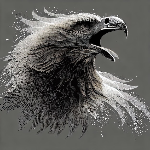 Composición de la ilustración del vector de partículas del águila