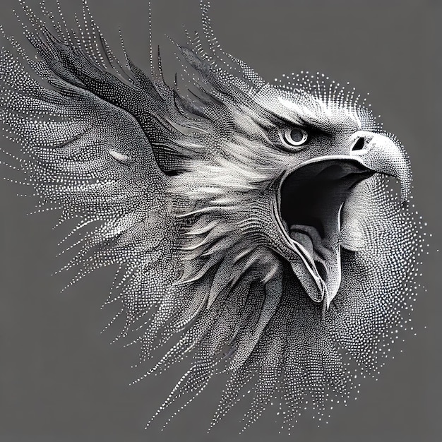 Composición de la ilustración del vector de partículas del águila