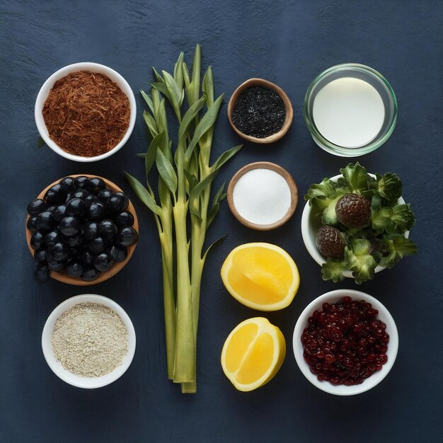 Foto composición de los ingredientes de la helatía moderna