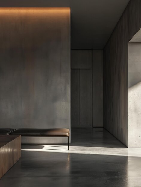 Composición interior minimalista de la habitación con paneles grises Imagen del concepto de decoración interior
