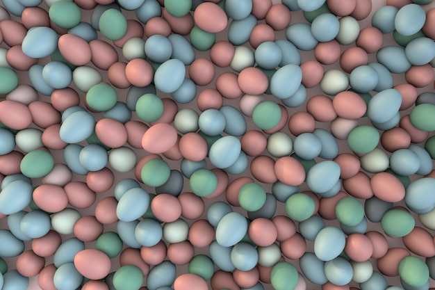 Composición laicos plana con huevos de pascua sobre fondo de color. Render 3D de un archivo psd fondo transparente