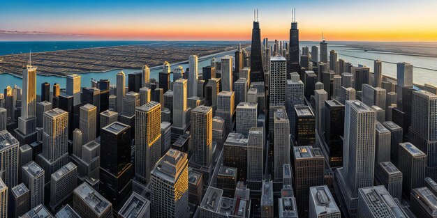 Una composición llamativa que captura el icónico horizonte de Chicago