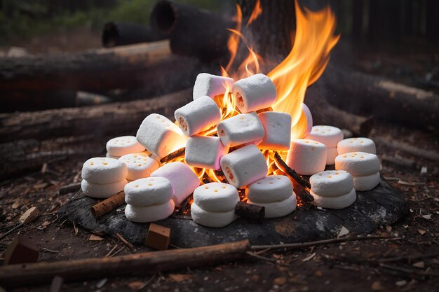 Foto composición de malvavisco para el fuego de campamento