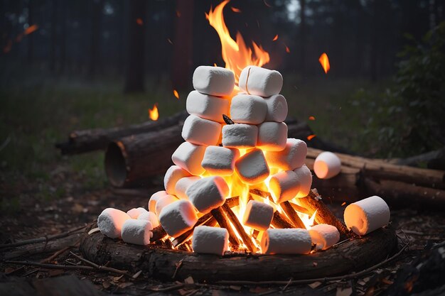 Foto composición de malvavisco para el fuego de campamento