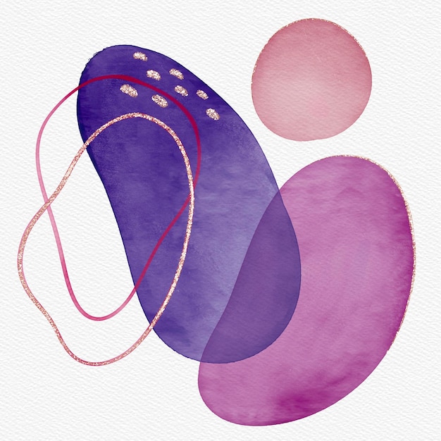 Composición de manchas moradas de acuarela abstracta pintada a mano