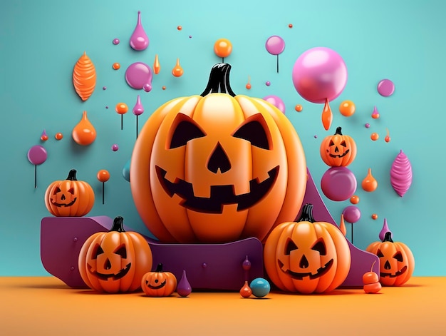 Composición minimalista de celebración de Halloween de estilo 3d