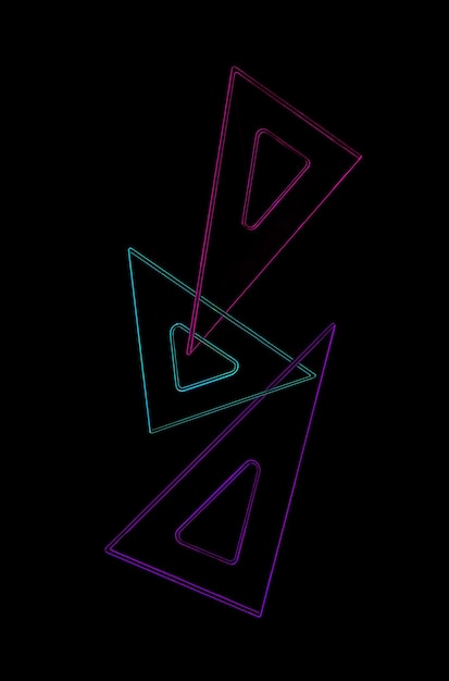 Composición minimalista creativa hecha con artículos escolares que vuelan en el aire en colores de neón