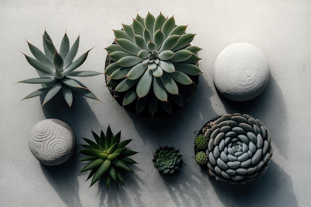 Composición minimalista moderna con plantas suculentas Ilustración AI Generativo
