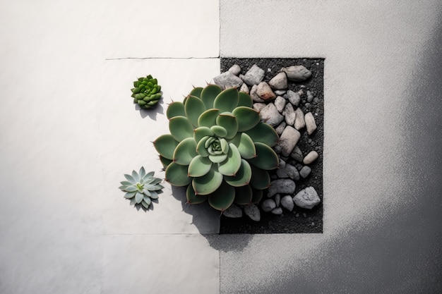 Composición minimalista moderna con plantas suculentas Ilustración AI Generativo