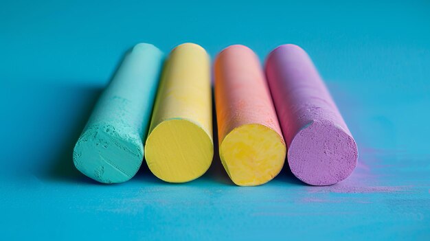 Foto una composición minimalista de palos de tiza de colores pastel, ilustración generada por la ia