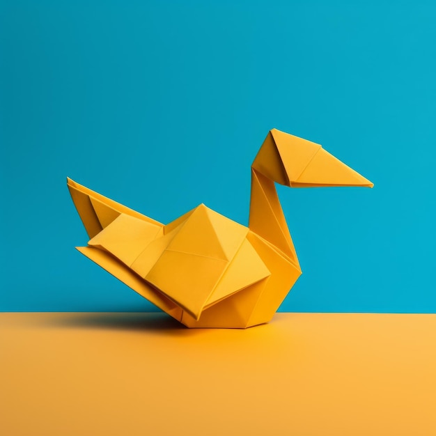 Composición minimalista de patos de origami