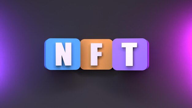 Composición NFT de cubos multicolores Crypto concepto 3d render
