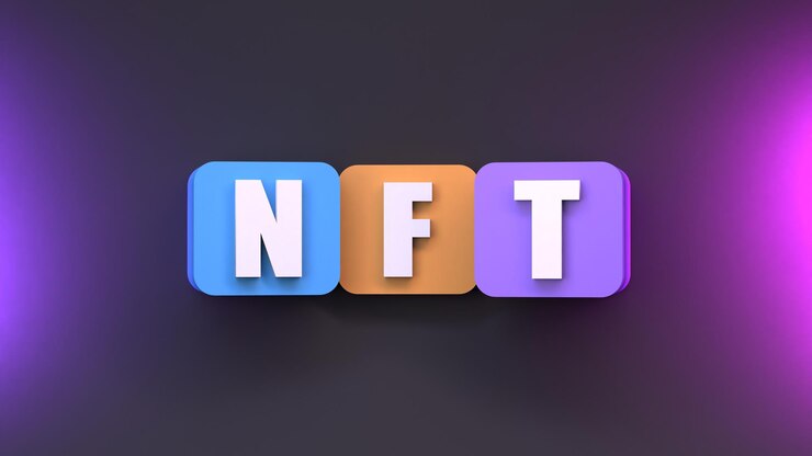 Foto composición nft de cubos multicolores crypto concepto 3d render