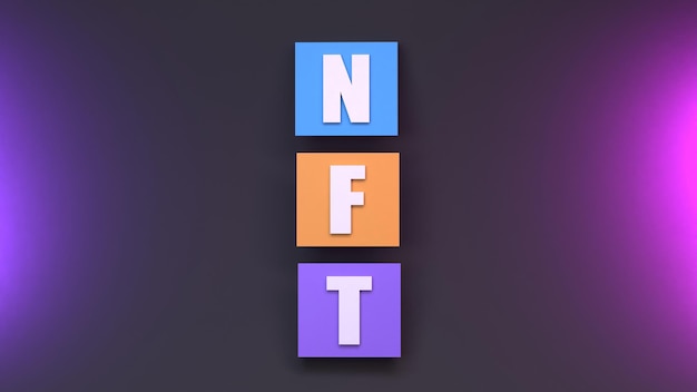 Composición NFT de cubos multicolores Crypto concepto 3d render