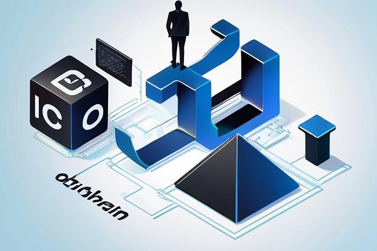 Foto composición ortogonal blockchain ico