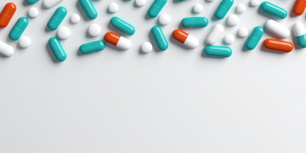 Composición de píldoras médicas cápsulas tabletas y medicamentos antecedentes salud y concepto de farmacia