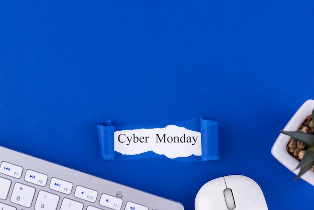 Foto composición plana del cyber monday