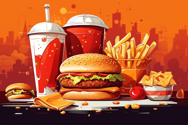 Composición de publicidad de comida rápida vectorial