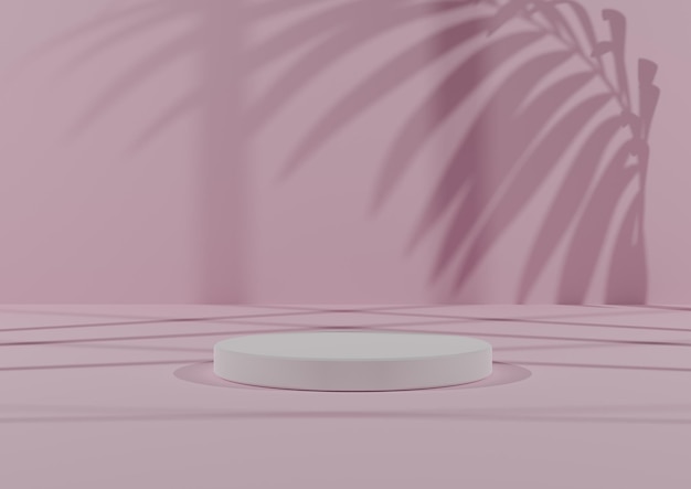 Composición de representación 3D mínima con podio o soporte sobre fondo de sombra abstracto