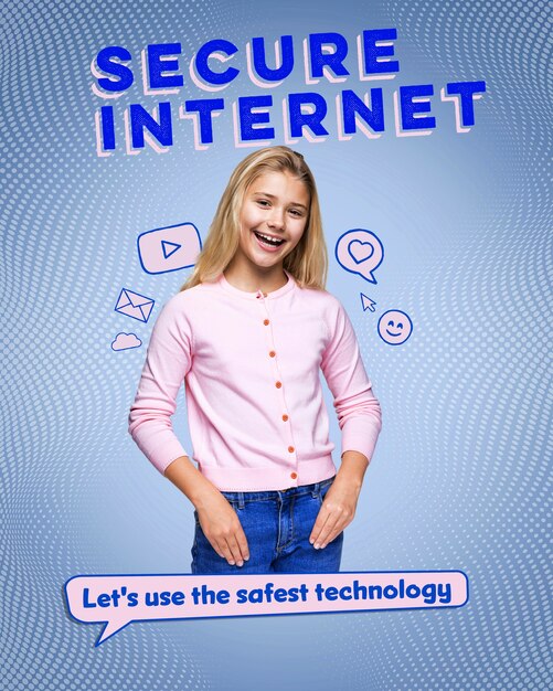 Foto composición de seguridad en internet para niños y jóvenes