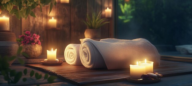 composición de spa con toalla
