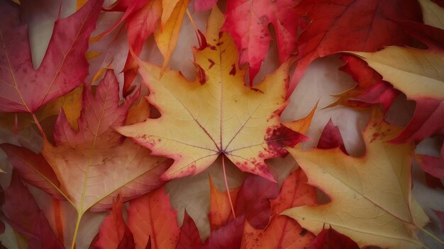 Composición de la superficie de las hojas de otoño