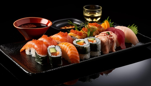 Composición de sushi conjunto comida japonesa