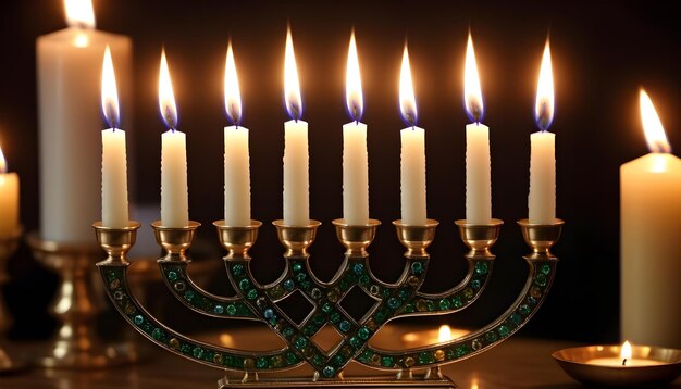 Composición de velas de Hanukkah Artículos para la celebración religiosa de las tradiciones judías