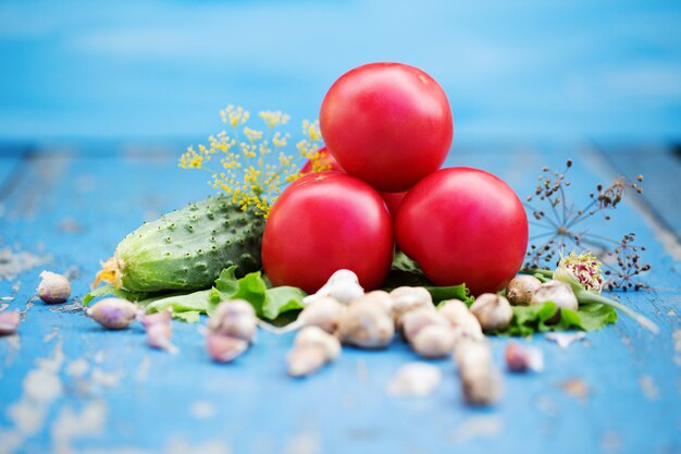 Composición de verduras frescas